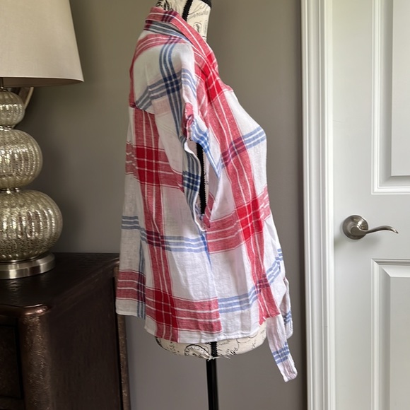 Rails linen plaid tie front button down shirt - Picture 2 of 5